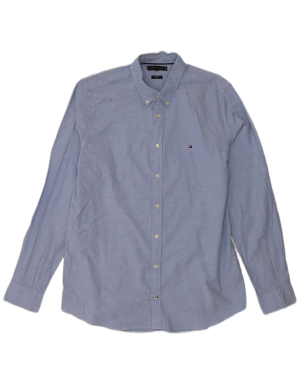 Tommy Hilfiger Mens Slim Fit Shirt XL Blue Cotton