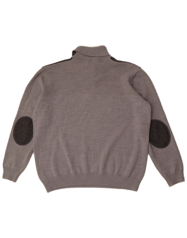 Navigare Mens Zip Neck Jumper Sweater 3XL Grey Colourblock Wool