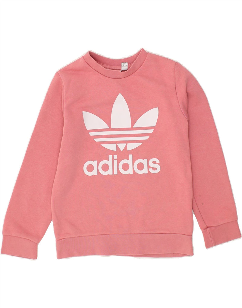 ADIDAS Girls Graphic Sweatshirt Jumper 7-8 Years Pink Cotton | Vintage Adidas | Thrift | Second-Hand Adidas | Used Clothing | Messina Hembry 