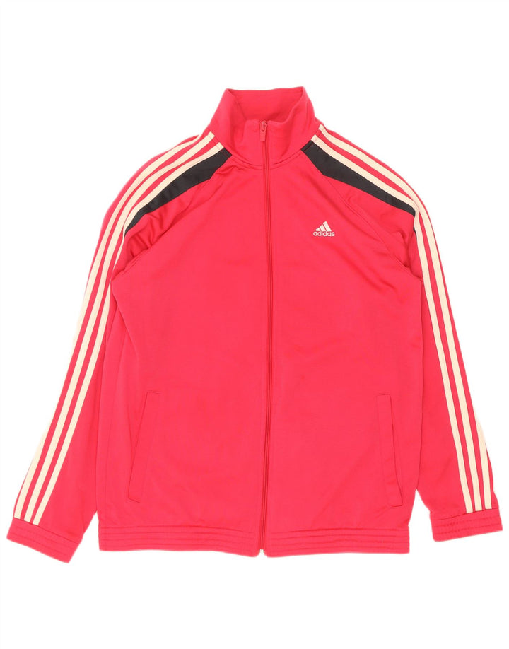 Adidas Girls Tracksuit Top Jacket 15-16 Years Pink Colourblock Polyester