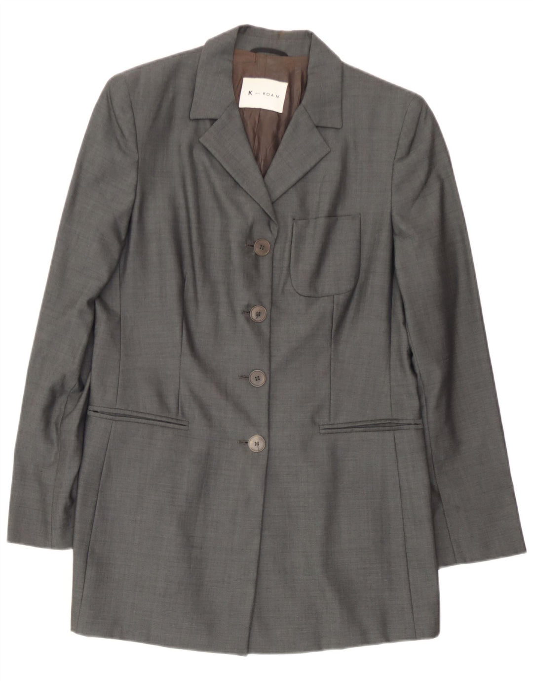 Koan Womens 4 Button Blazer Jacket IT 44 Medium Grey Virgin Wool