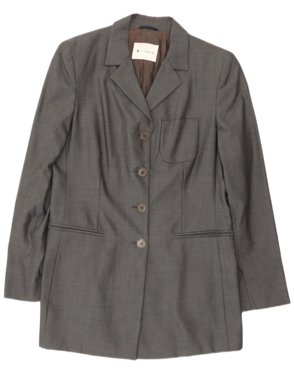 Koan Womens 4 Button Blazer Jacket IT 44 Medium Grey Virgin Wool
