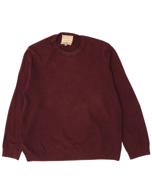 John Lewis Mens Crew Neck Jumper Sweater 2XL Burgundy Cotton