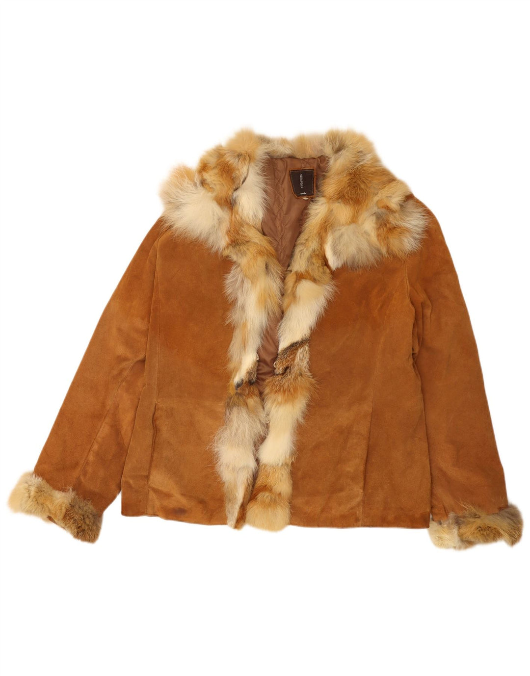 Conbipel Womens Suede Jacket IT 48 XL Beige Leather