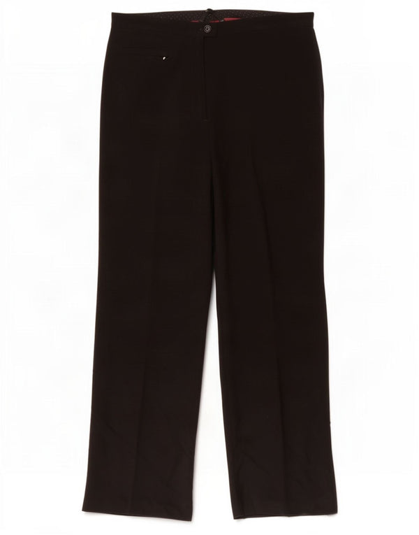 Marks & Spencer Womens Wide Leg Casual Trousers UK 12 Medium W32 L31 Black