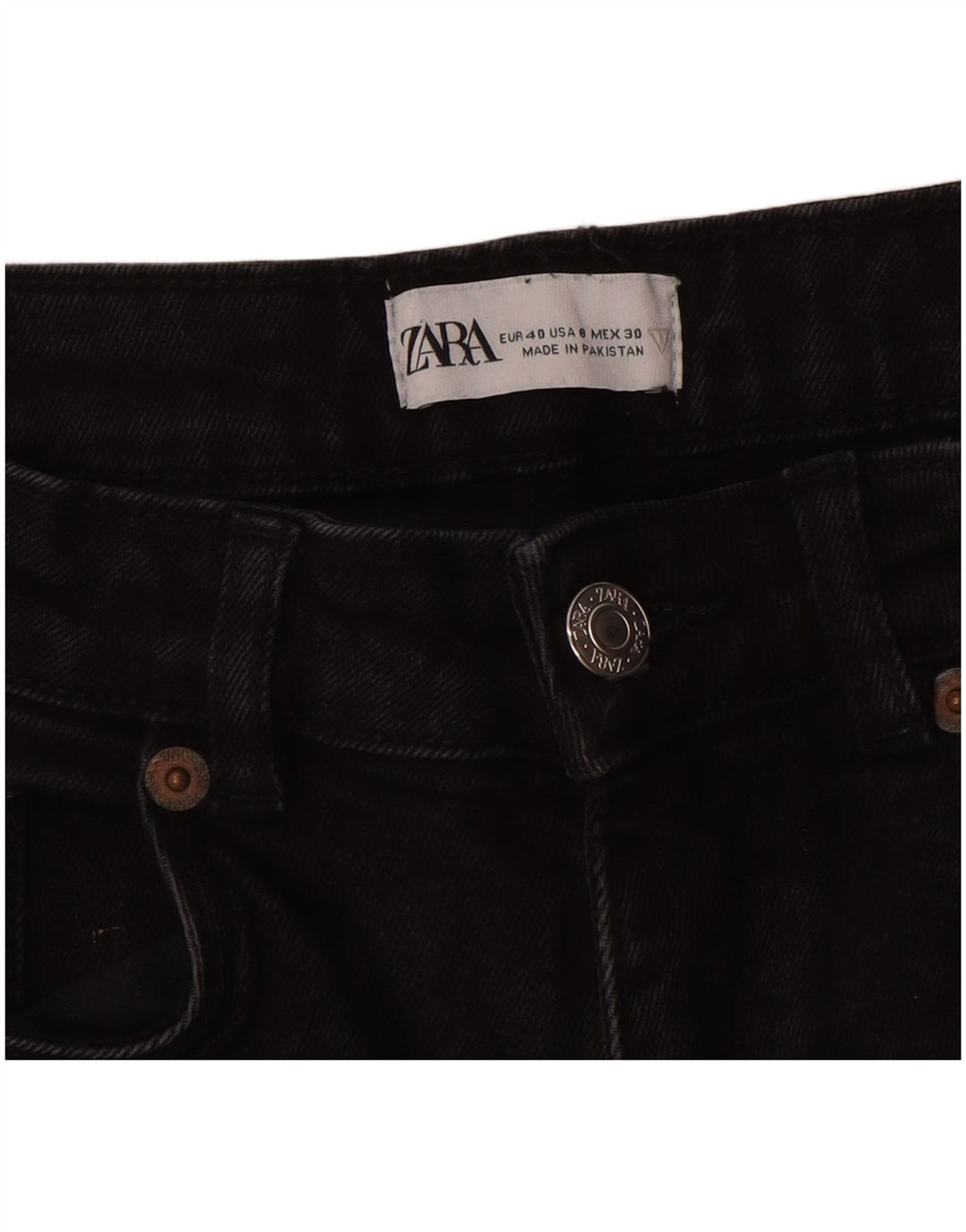 Zara Womens Cropped Jeans EU 40 Medium W30 L24 Black