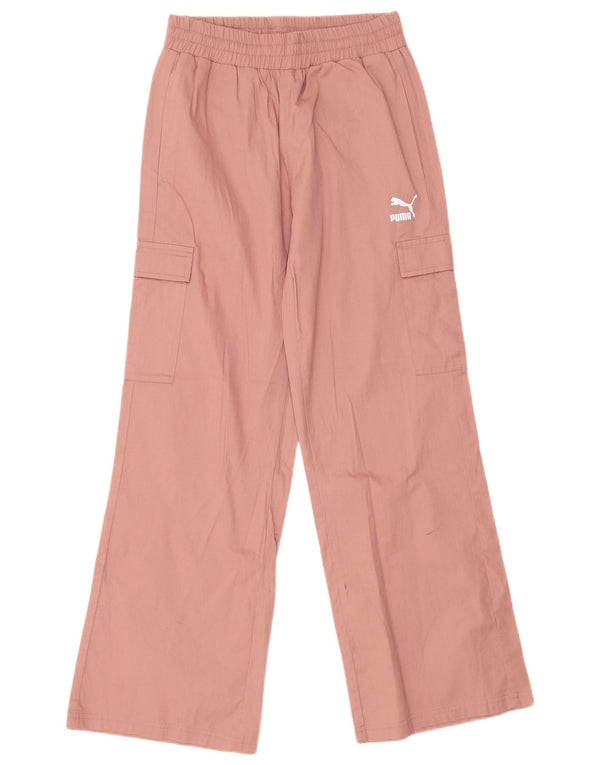 Puma Womens Wide Leg Cargo Trousers Medium W30 L30 Pink Cotton