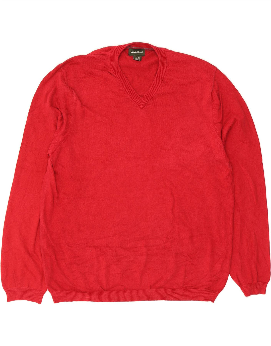EDDIE BAUER Mens Tall V-Neck Jumper Sweater XL Red Cotton Vintage Eddie Bauer and Second-Hand Eddie Bauer from Messina Hembry 
