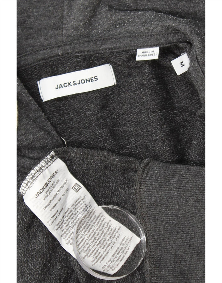 JACK & JONES Mens Zip Hoodie Sweater Medium Grey Cotton