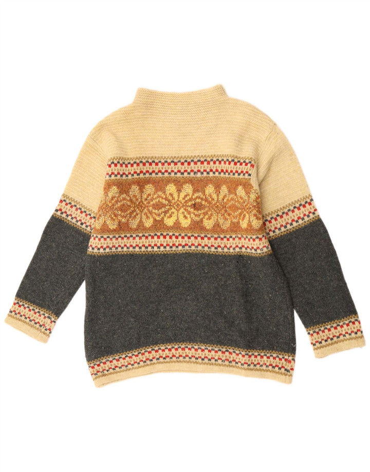 Benetton Womens Turtle Neck Jumper Sweater UK 16 Large Grey Colourblock