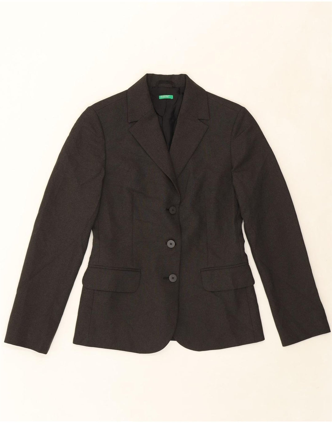 BENETTON Womens 3 Button Blazer Jacket IT 40 Small Grey Polyester Vintage Benetton and Second-Hand Benetton from Messina Hembry 
