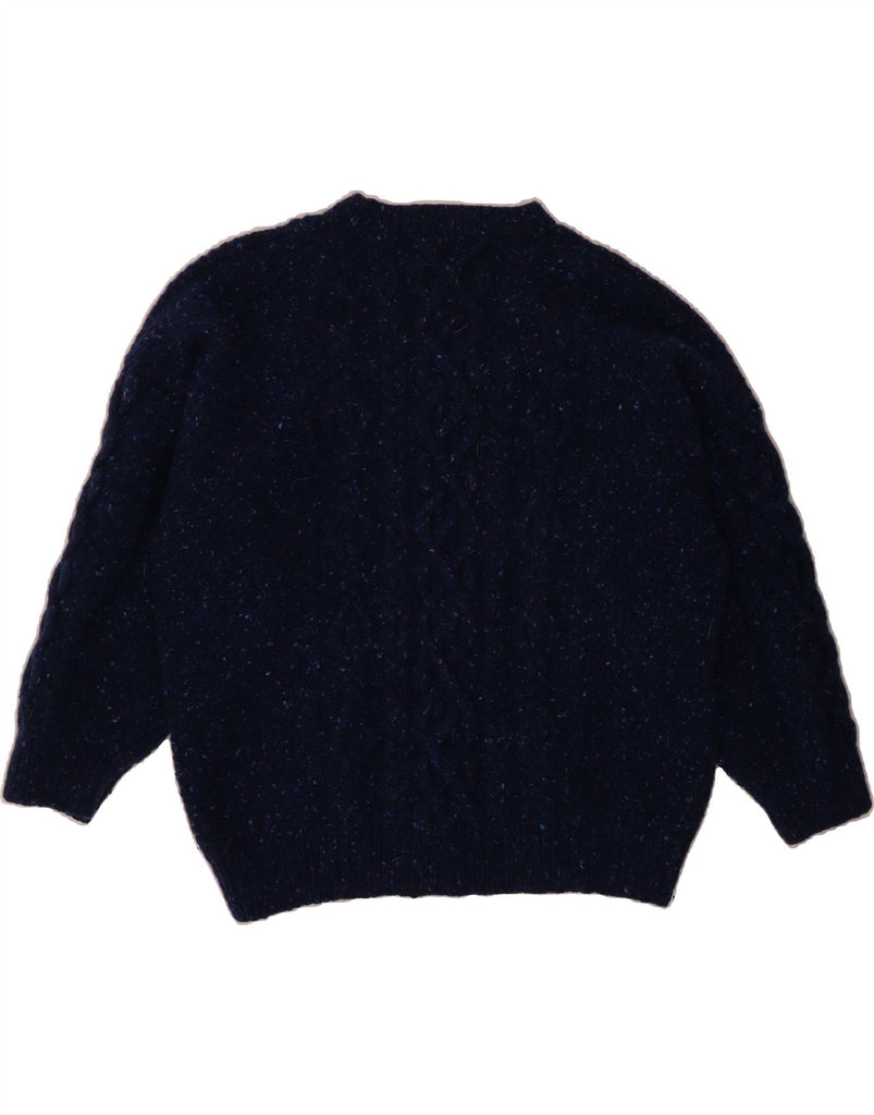 VINTAGE Womens V-Neck Jumper Sweater UK 18 XL Navy Blue Flecked Wool Vintage Vintage and Second-Hand Vintage from Messina Hembry 