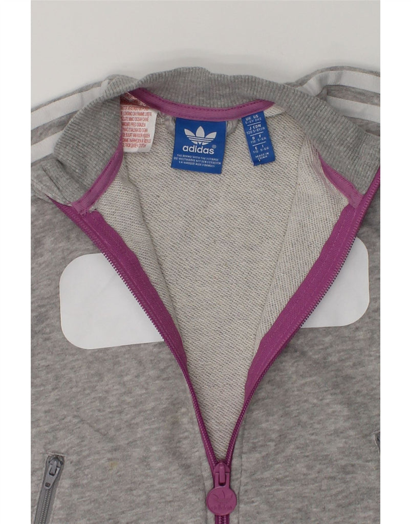 ADIDAS Girls Tracksuit Top Jacket 5-6 Years Grey Colourblock Cotton | Vintage Adidas | Thrift | Second-Hand Adidas | Used Clothing | Messina Hembry 