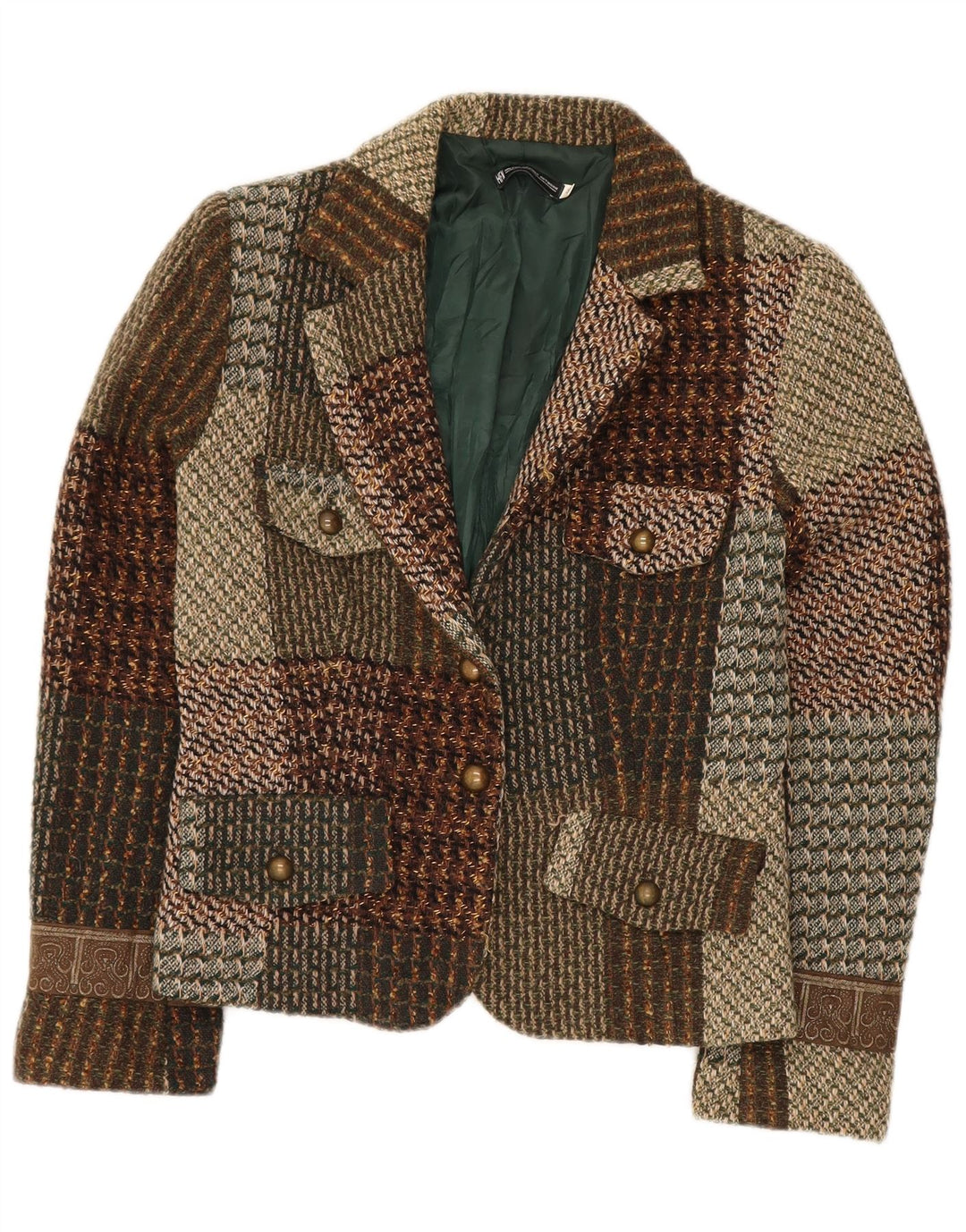 HALFON Womens 2 Button Blazer Jacket IT 46 Large Multicoloured Patchwork