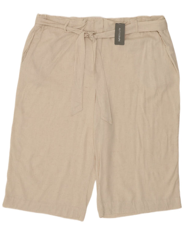 Marks & Spencer Womens Autograph Chino Shorts UK 24 3XL W48 Beige Linen