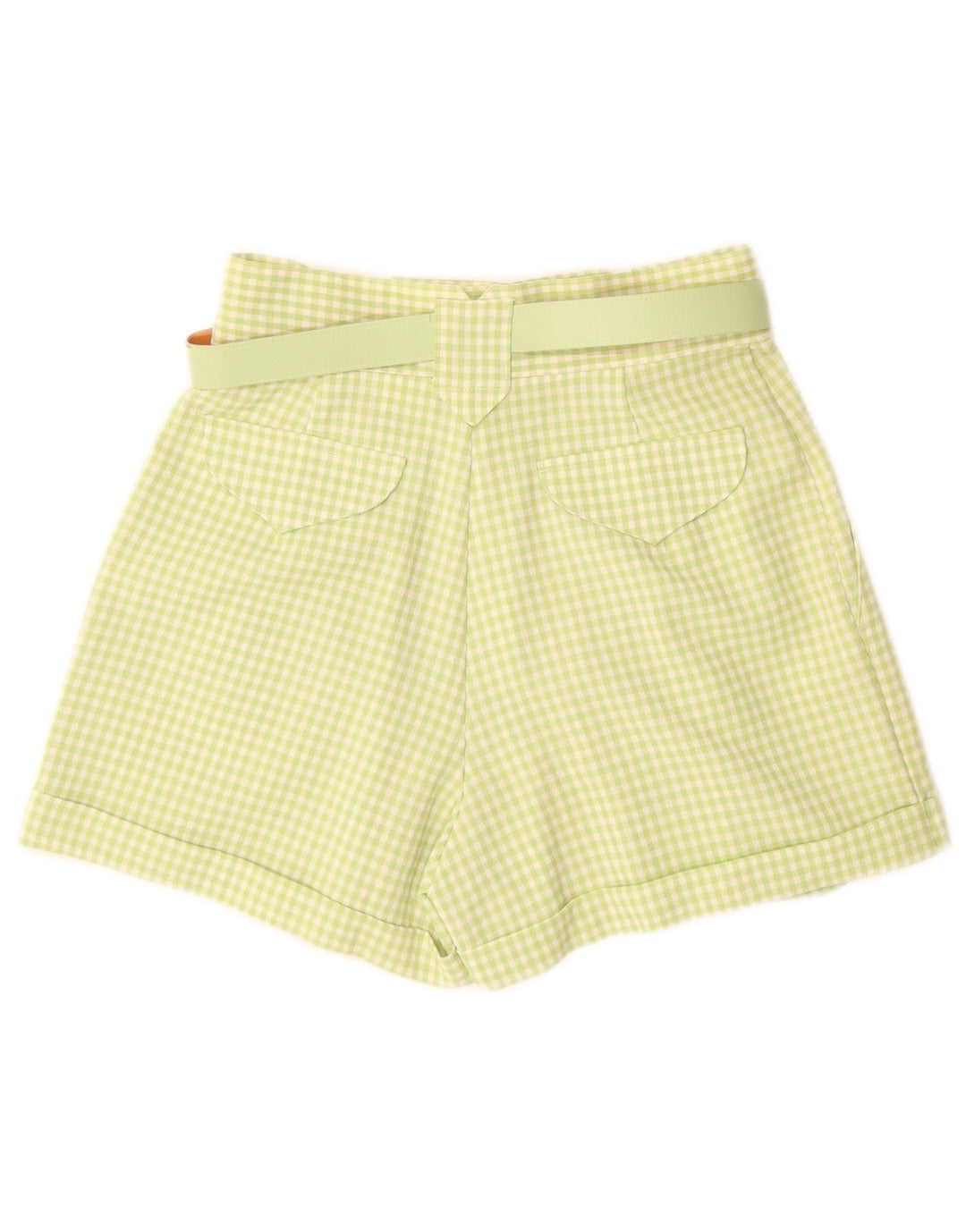 PIMKIE Womens High Waist Chino Shorts IT 44 Medium W26 Green Gingham