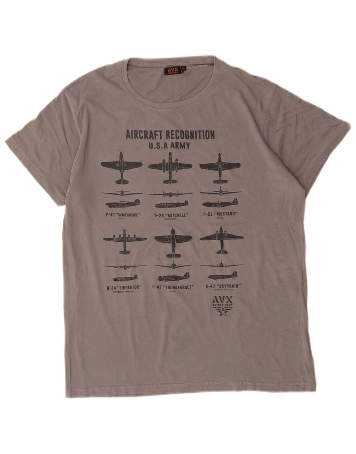 Avirex Mens Graphic T-Shirt Top Medium Grey