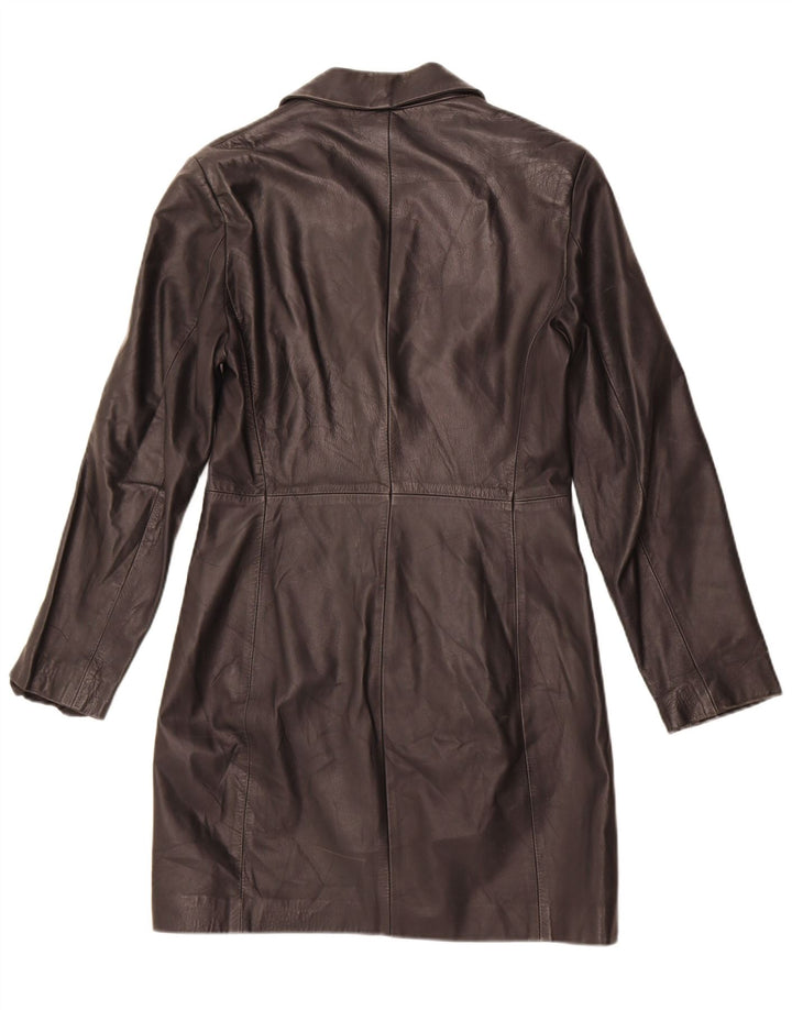 Vintage Womens Leather Coat IT 44 Medium Black Leather