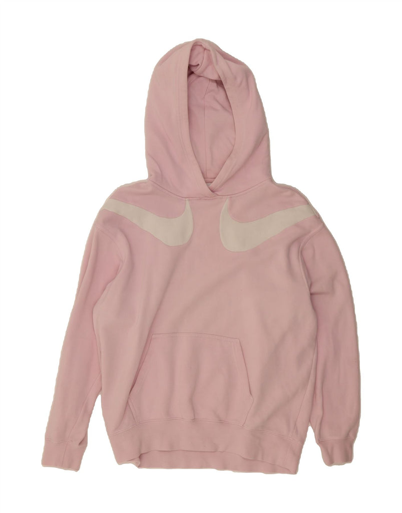 NIKE Womens Oversized Graphic Hoodie Jumper UK 6 XS Pink Cotton Vintage Nike and Second-Hand Nike from Messina Hembry 