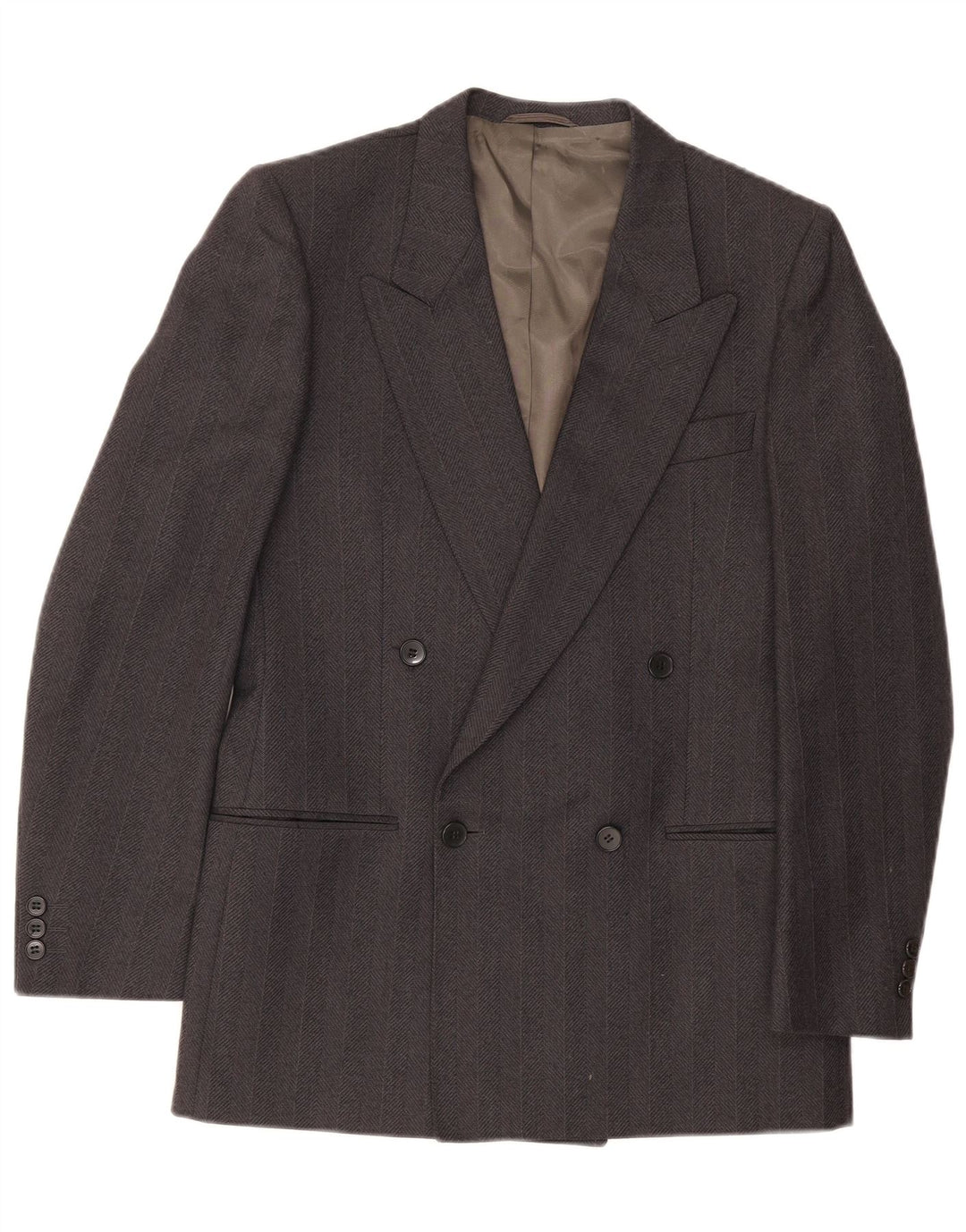 VENTANNI Mens Double Breasted Blazer Jacket IT 46 Small Grey Virgin Wool