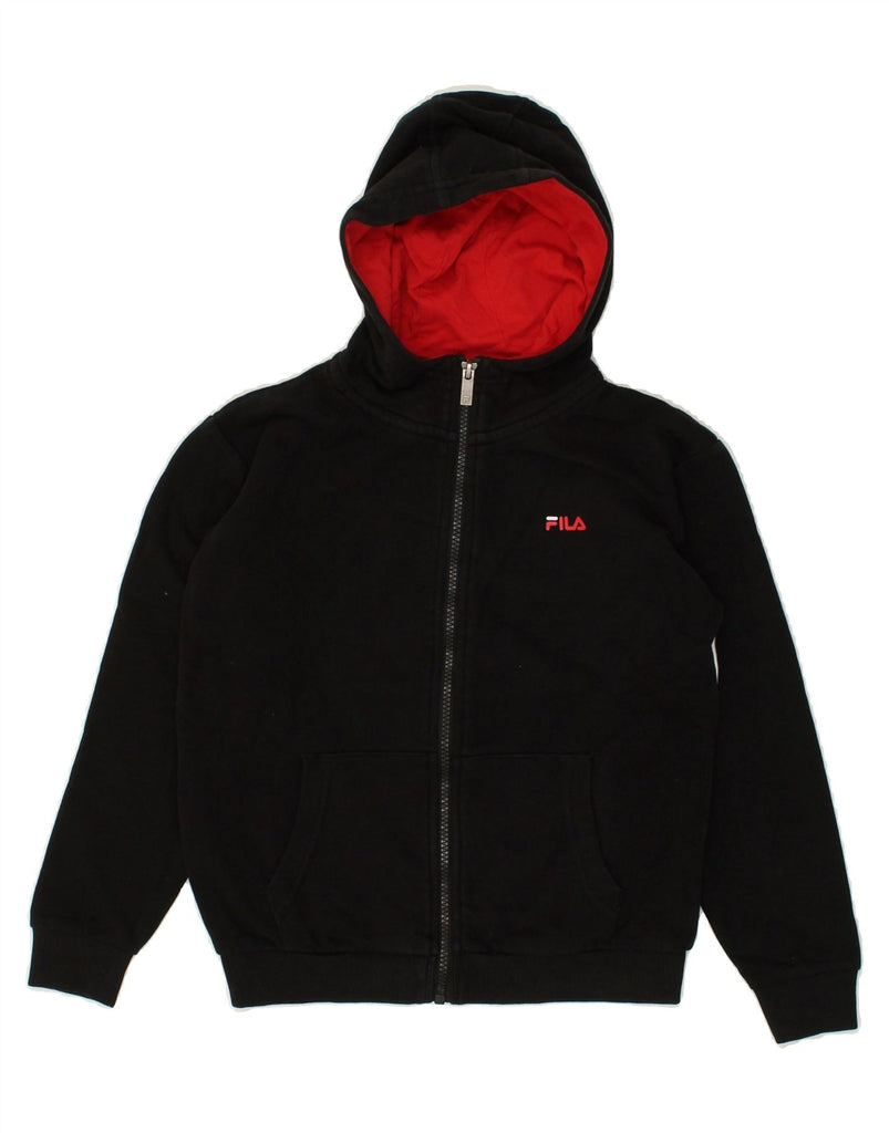 FILA Boys Graphic Zip Hoodie Sweater 9-10 Years Black Cotton | Vintage Fila | Thrift | Second-Hand Fila | Used Clothing | Messina Hembry 