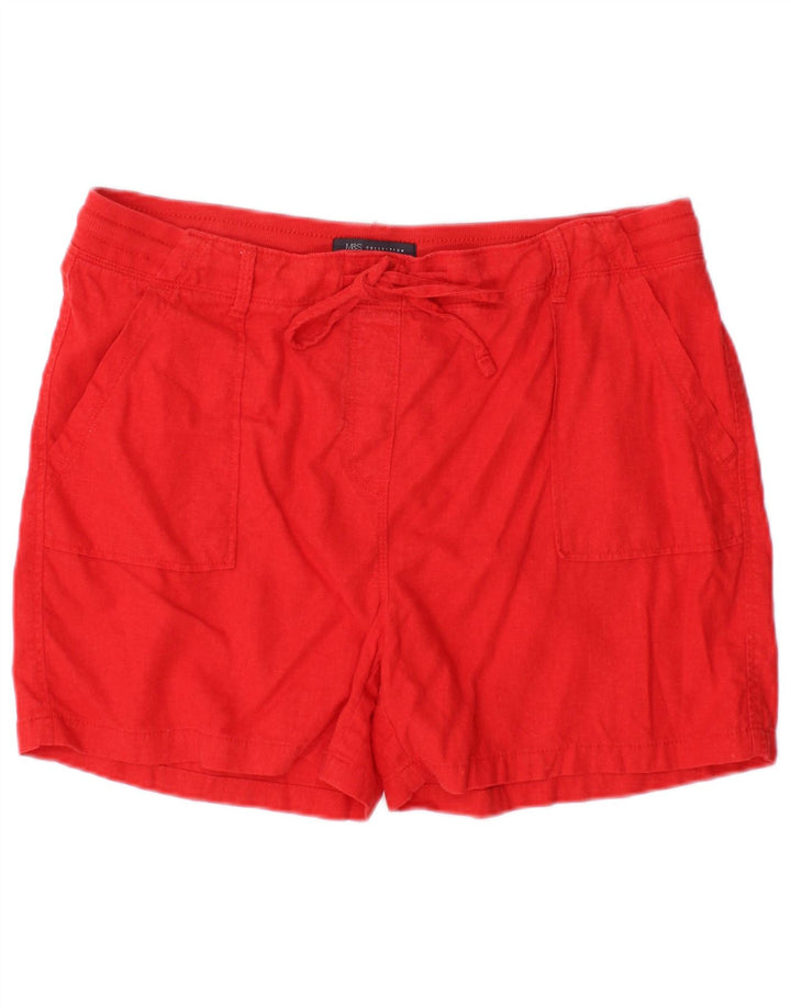 Marks & Spencer Womens Chino Shorts UK 14 Large W36 Red Linen