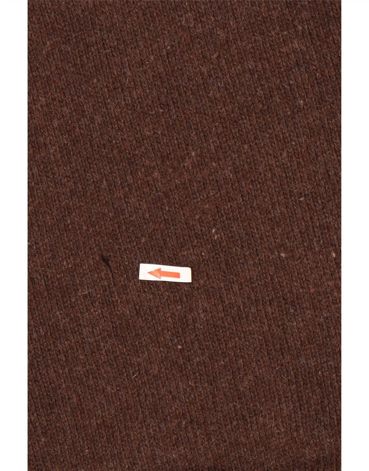 North Sails Mens Zip Neck Jumper Sweater Large Brown Wool