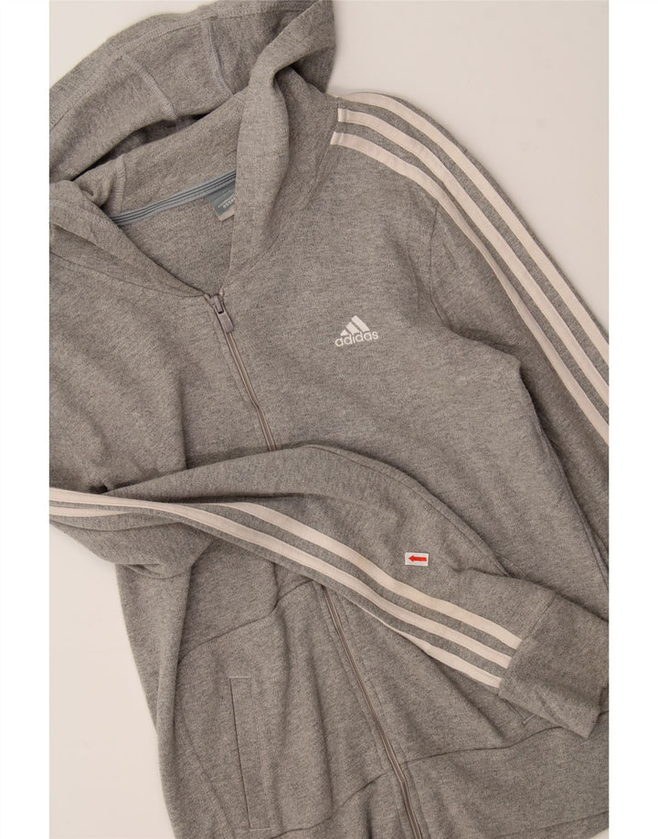 ADIDAS Womens Zip Hoodie Sweater UK 12 Medium Grey Cotton Vintage Adidas and Second-Hand Adidas from Messina Hembry 