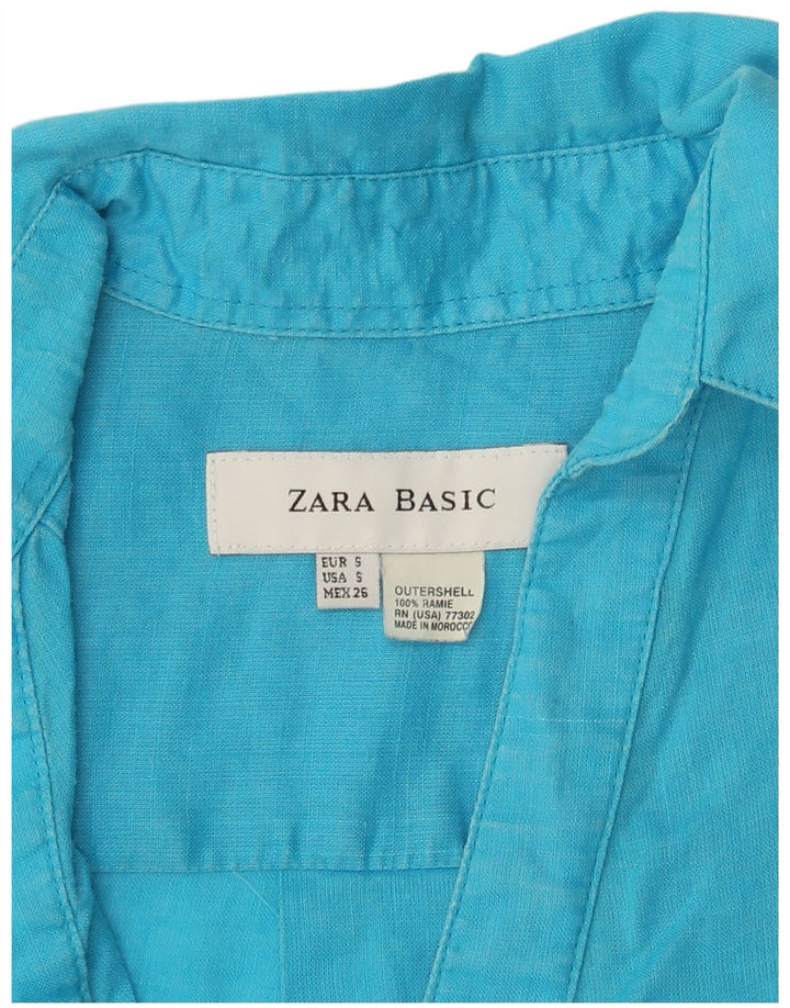 Zara Womens Pullover Shirt Dress UK 10 Small Blue Ramie