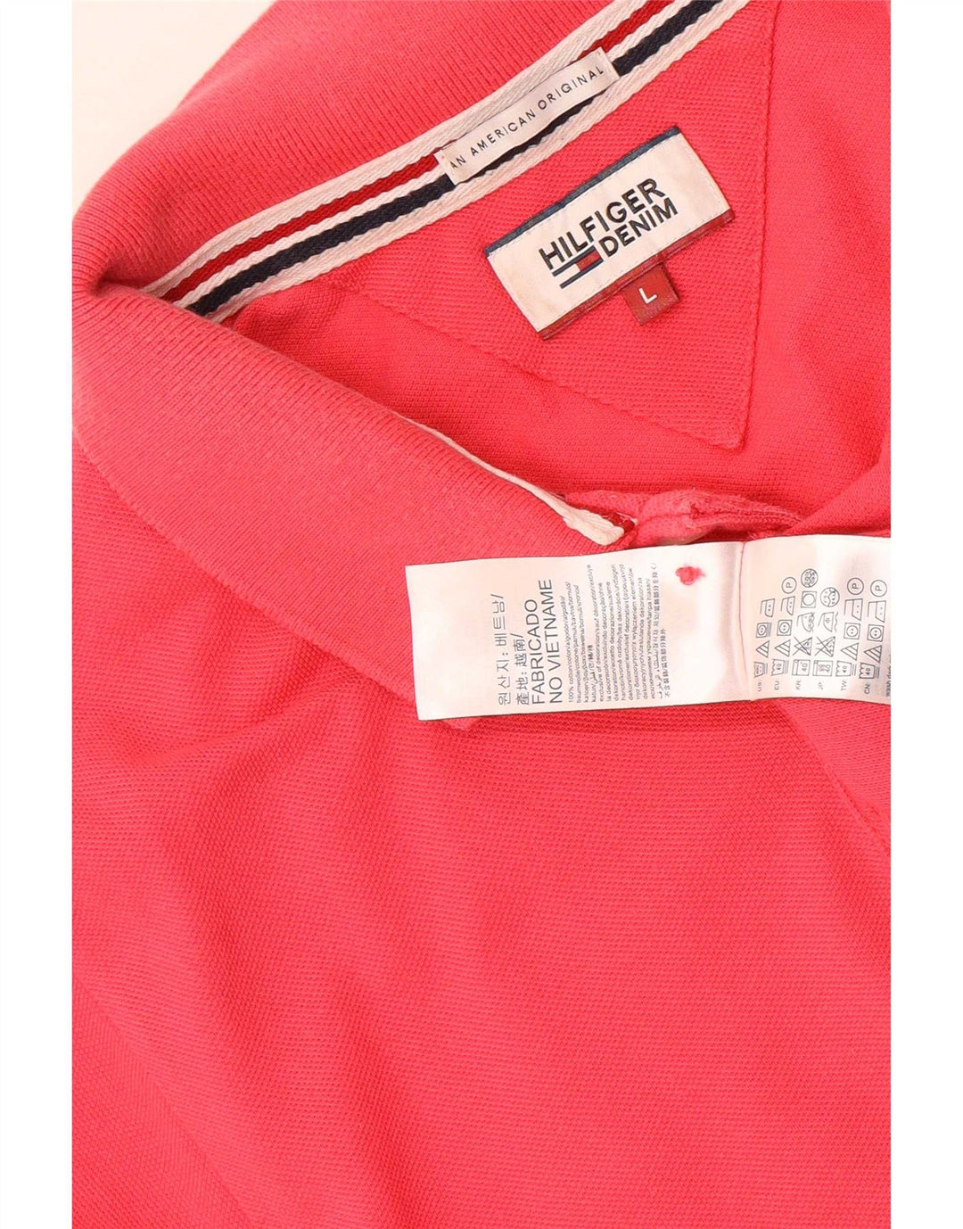 Tommy Hilfiger Mens Polo Shirt Large Pink Cotton