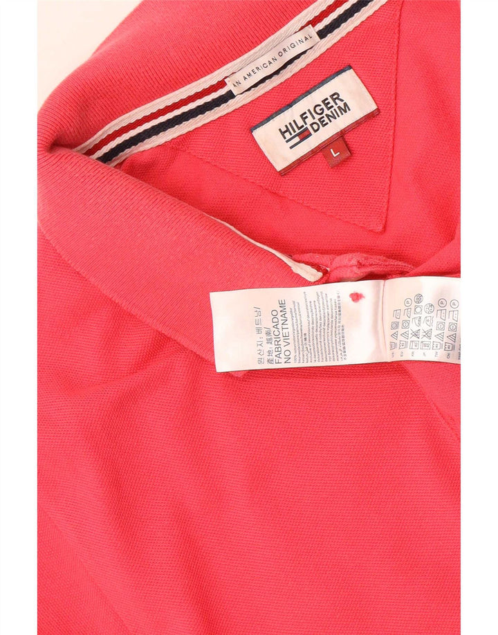 Tommy Hilfiger Mens Polo Shirt Large Pink Cotton