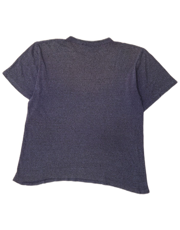 Champion Mens Graphic T-Shirt Top Medium Navy Blue Cotton