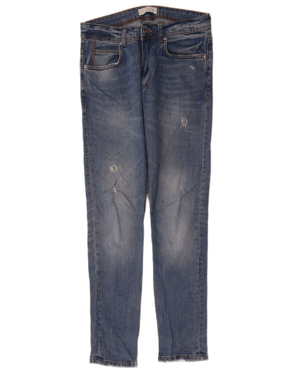Zara Mens Distressed Skinny Jeans EU 38 Small W30 L29 Blue Cotton