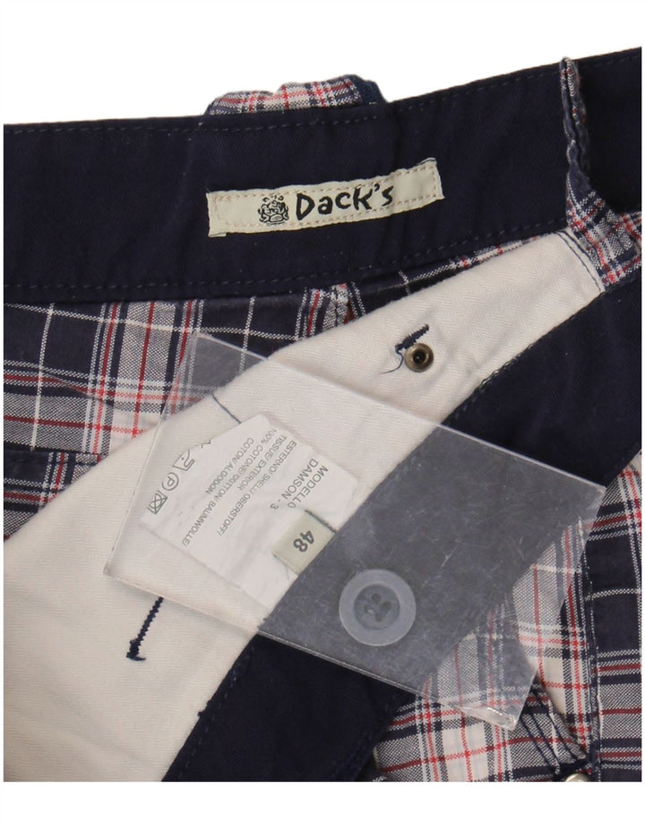 Dack's Mens Chino Shorts IT 48 Medium W36  Navy Blue Check Cotton