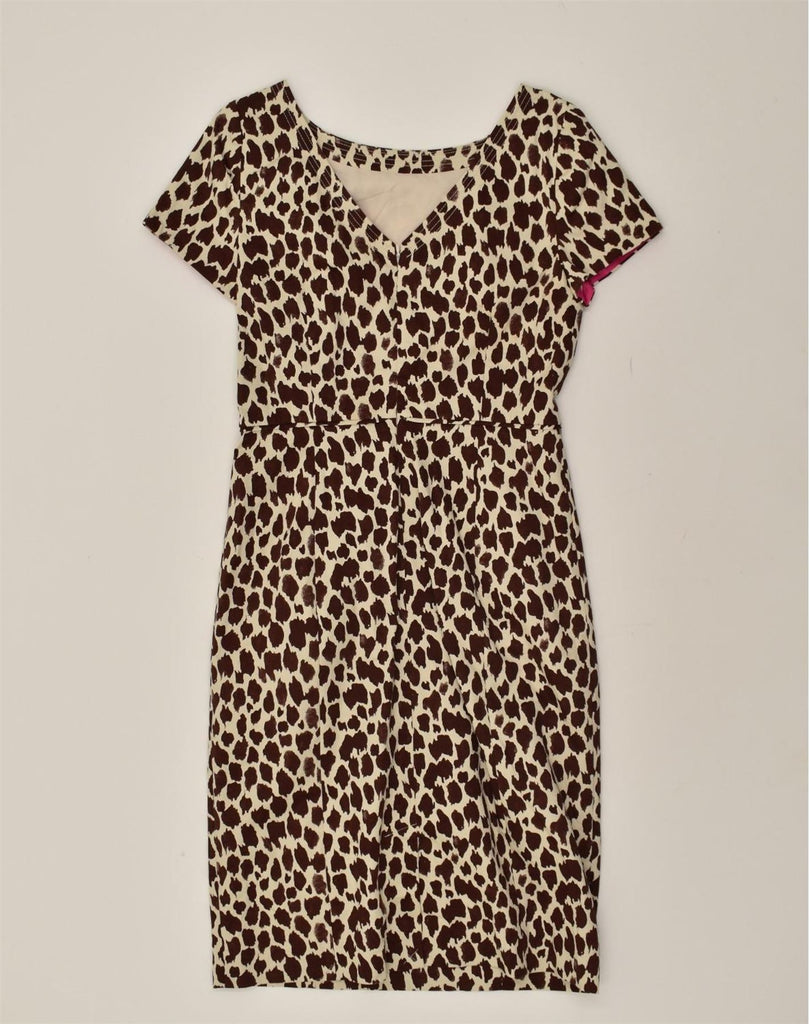 J. CREW Womens Sheath Dress UK 6 XS Brown Animal Print Cotton | Vintage J. Crew | Thrift | Second-Hand J. Crew | Used Clothing | Messina Hembry 