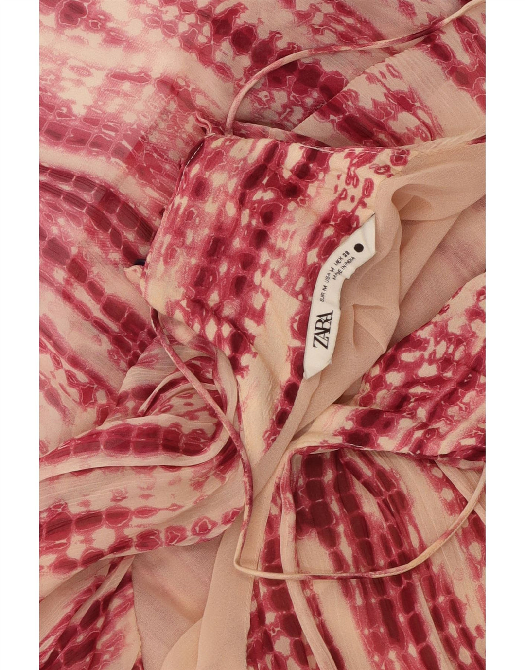 Zara Womens Halter Tiered Dress UK 14 Medium Pink Tie Dye