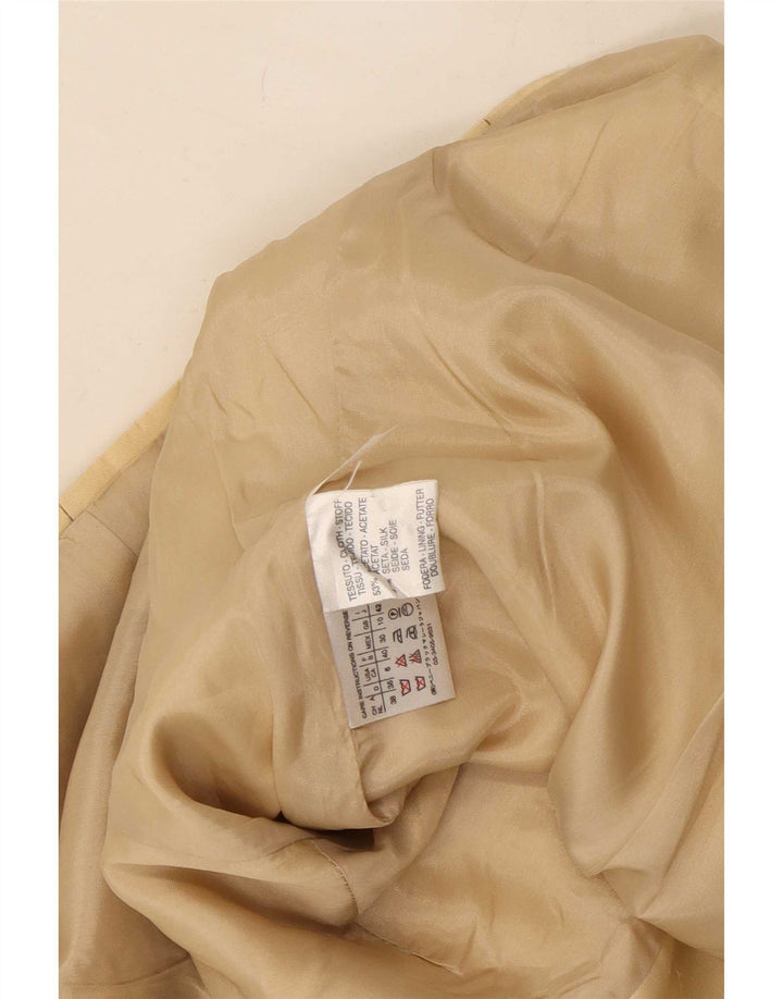 Marella Womens 1 Button 3/4 Sleeve Blazer Jacket UK 10 Small Beige Acetate