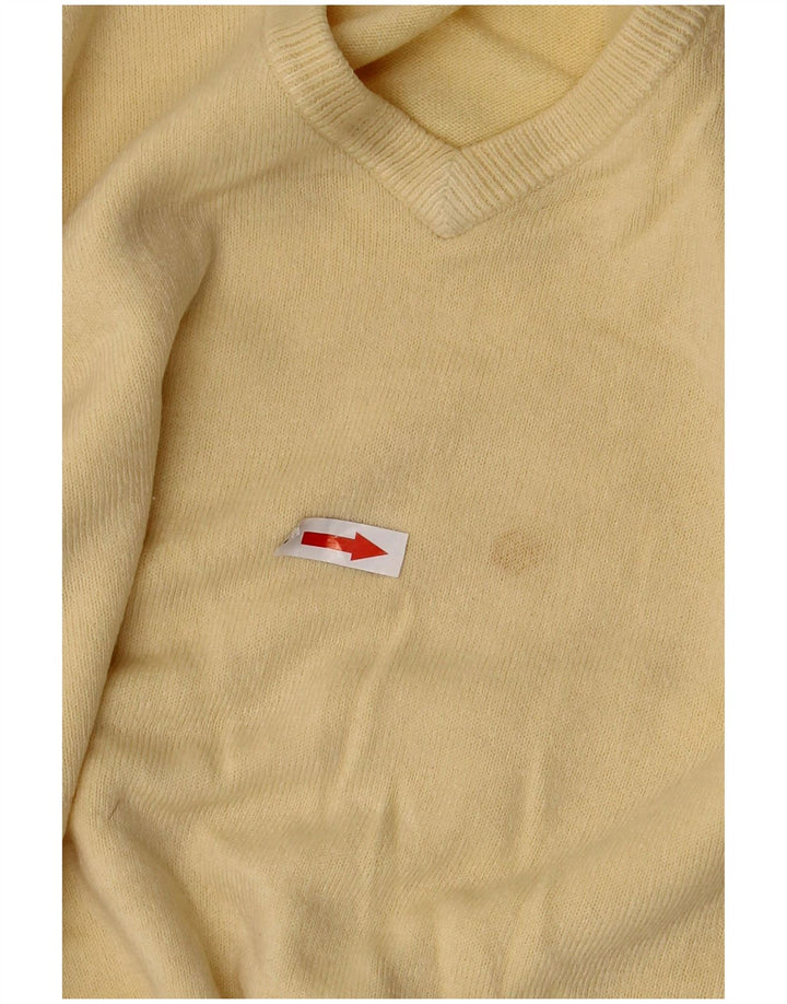 Marks & Spencer Mens Autograph V-Neck Jumper Sweater Large Yellow Acrylic