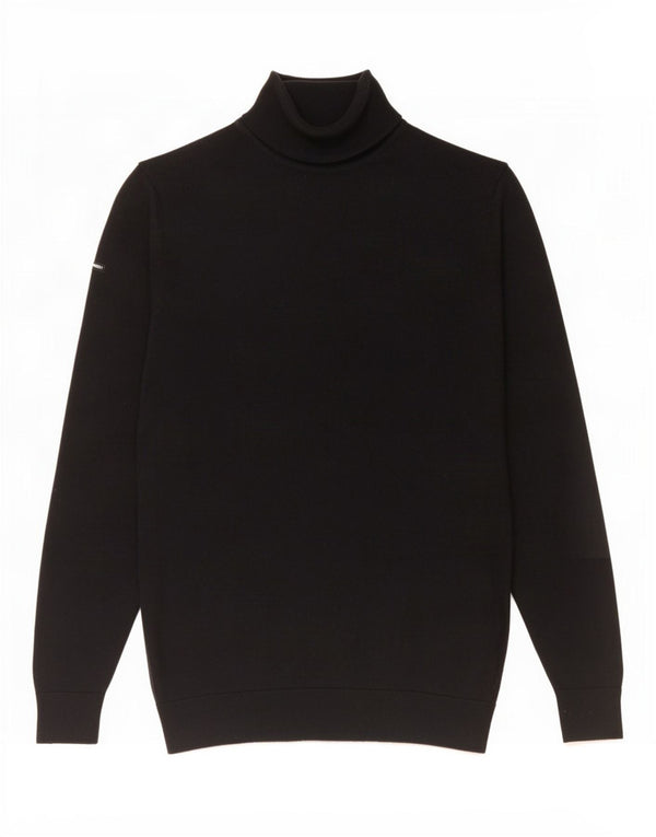 Superdry Mens Roll Neck Jumper Sweater Large Black Merino Wool