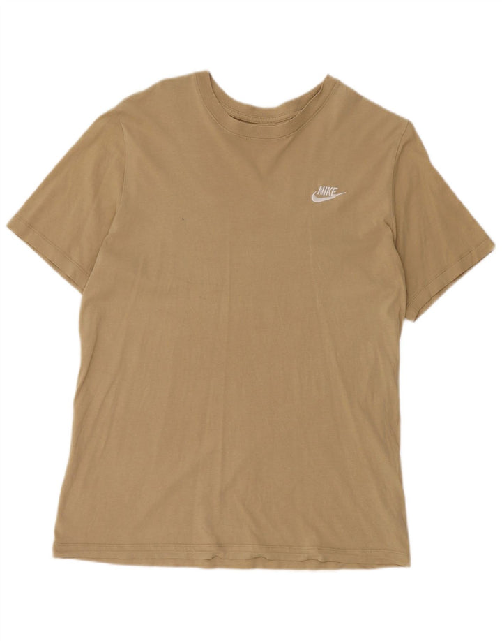 Nike Mens T-Shirt Top Medium Beige Cotton