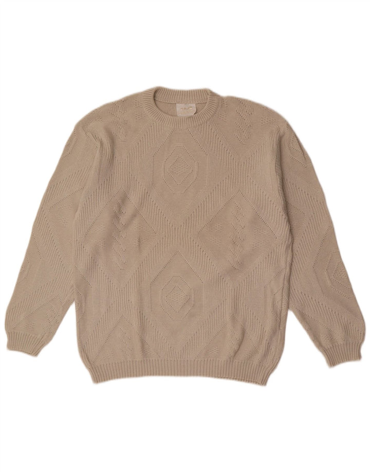 Vintage Mens Crew Neck Jumper Sweater IT 56 XL Beige