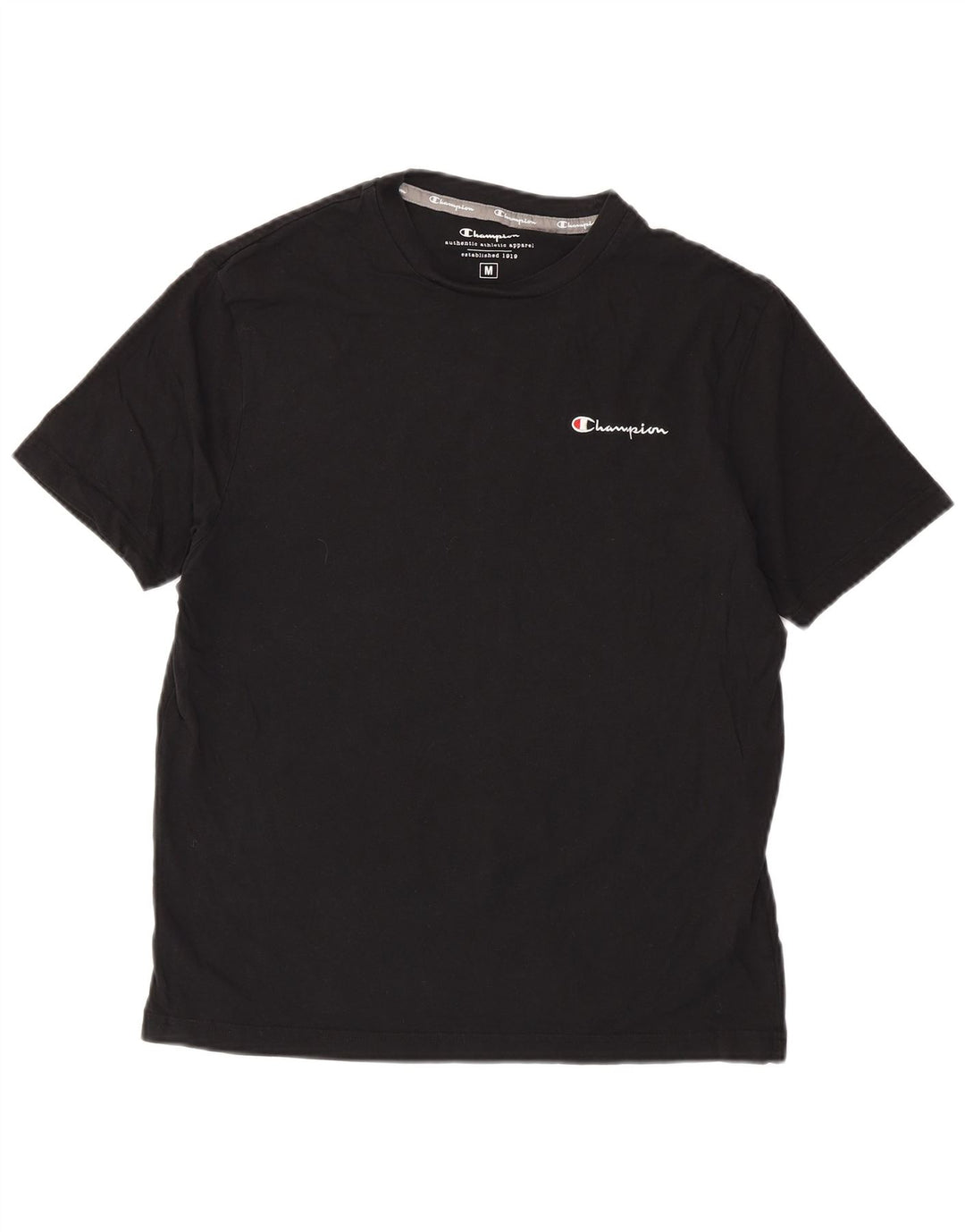 Champion Mens T-Shirt Top Medium Black Cotton
