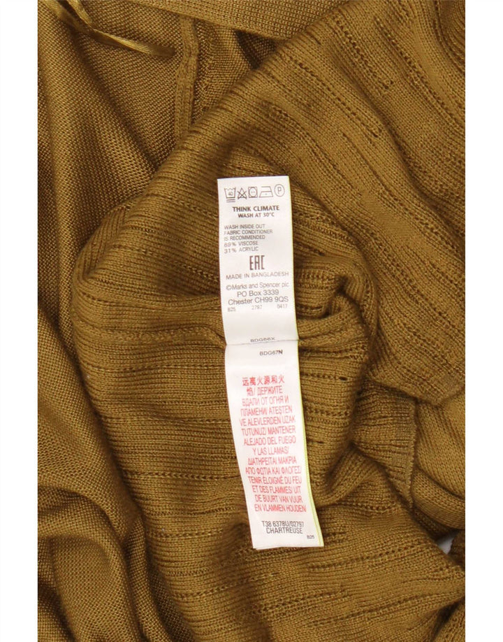 Marks & Spencer Womens Longline Open Cardigan Sweater UK 16 Large Khaki