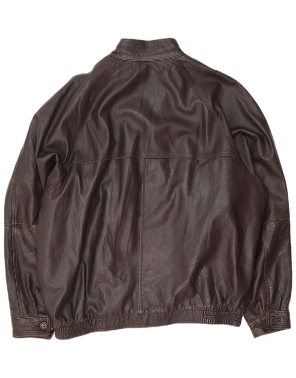 Vintage Mens Leather Jacket IT 62 4XL Black