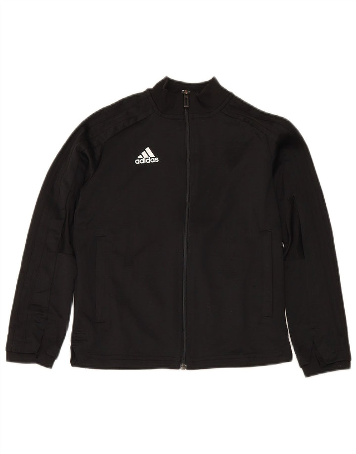 Adidas Boys Tracksuit Top Jacket 7-8 Years Black Polyester