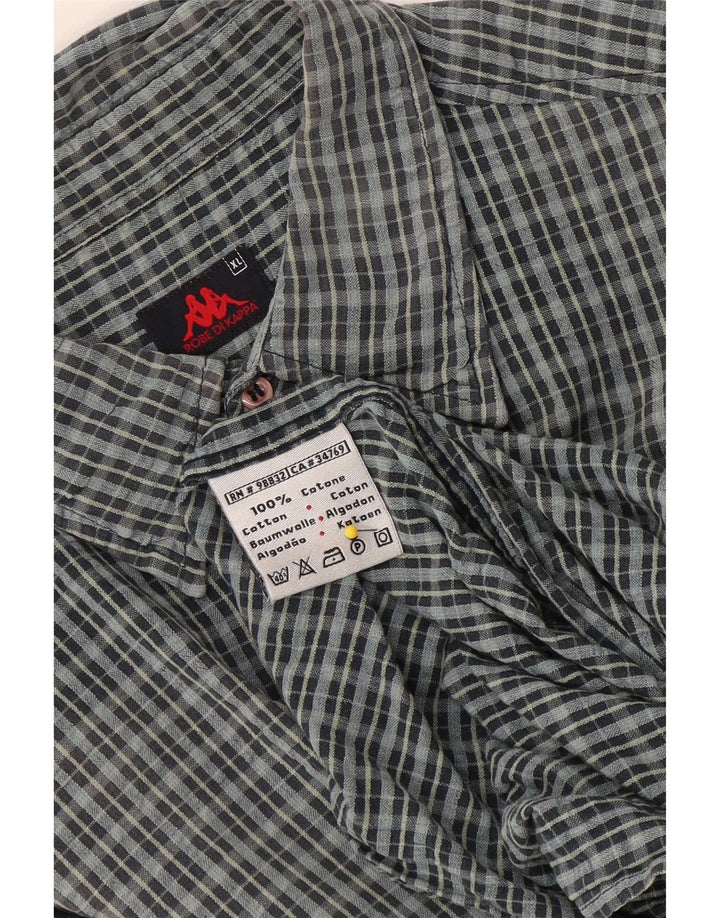 Kappa Mens Short Sleeve Shirt XL Grey Check Cotton