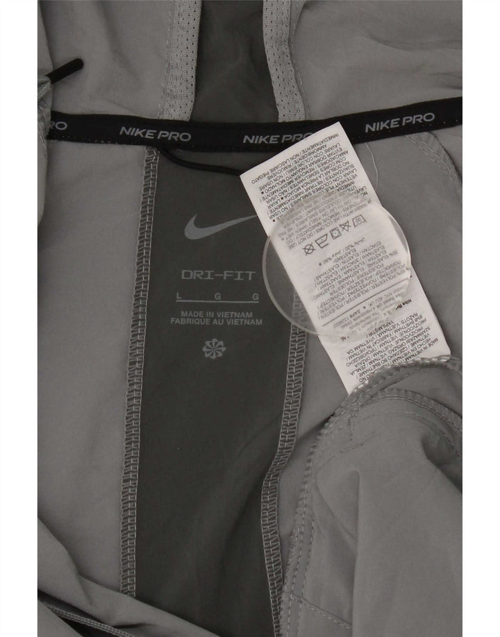 Nike Mens Dri Fit Hooded Tracksuit Top Jacket Large Grey Colourblock