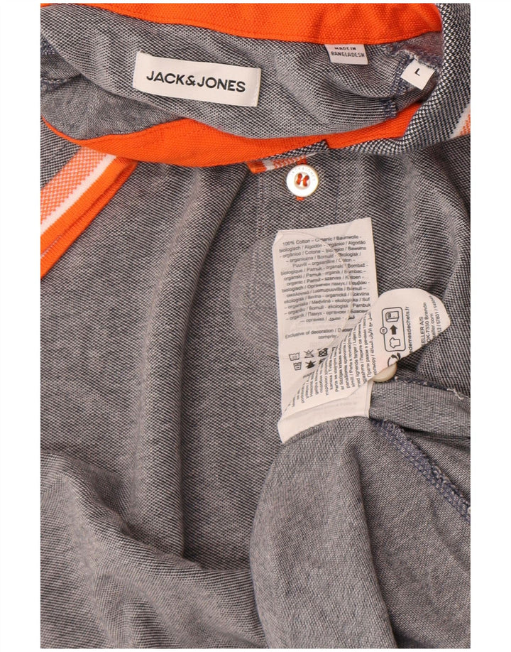 Jack & Jones Mens Polo Shirt Large Grey Cotton