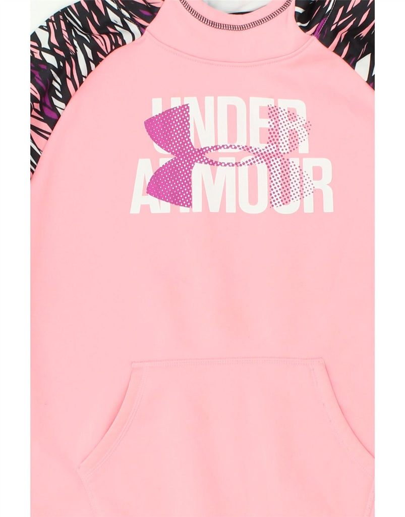 UNDER ARMOUR Girls Cold Gear Graphic Hoodie Jumper 11-12 Years Large Pink | Vintage Under Armour | Thrift | Second-Hand Under Armour | Used Clothing | Messina Hembry 