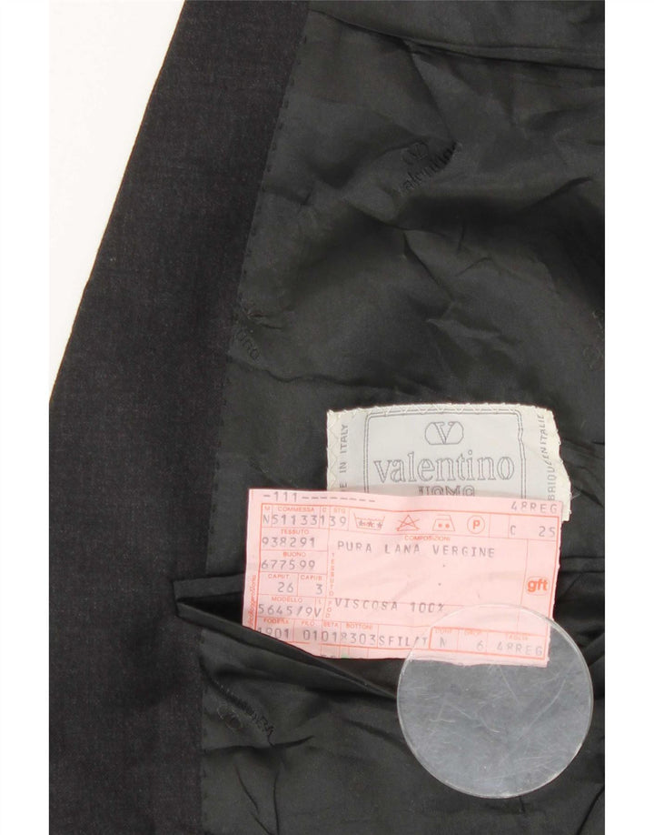 Valentino Mens 1 Button Blazer Jacket IT 48 Medium Grey Virgin Wool